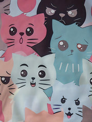 Girls' Colorful Cats Long Sleeve Hooded Sweatshirt Pullovers