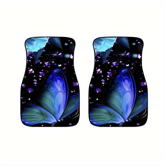 4pcs Galaxy Butterfly Car Floor Mats Water Absorbent Non Slip