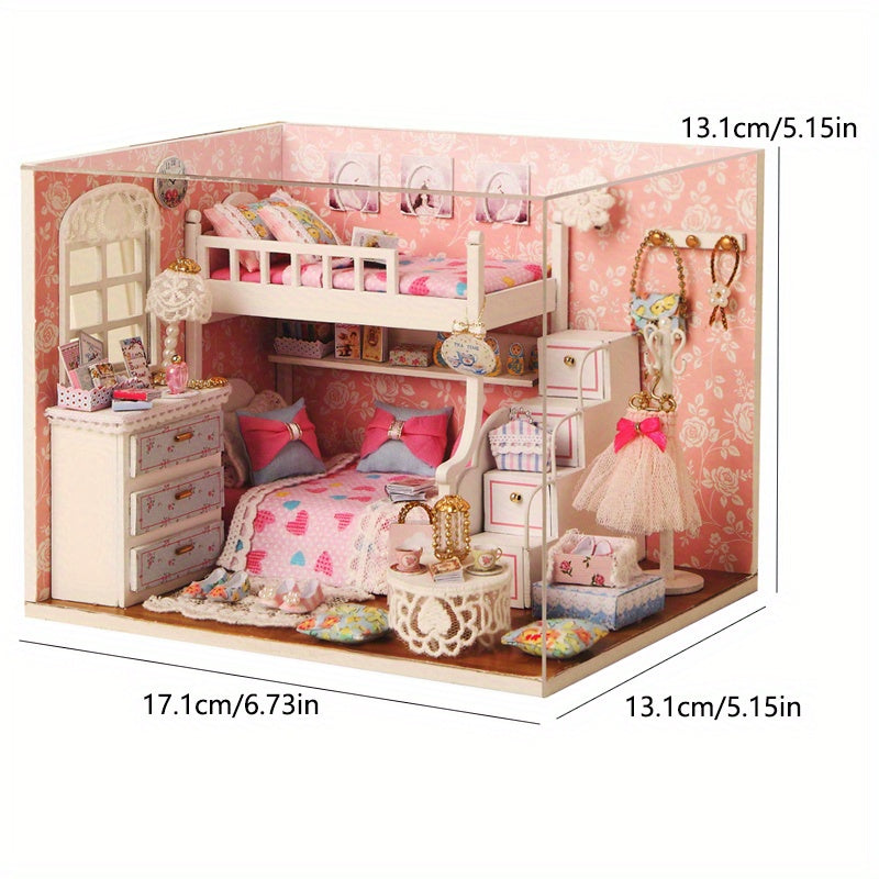 Girl Room Bedroom Decoration Home Accessories Assembly Puzzle Doll House Set