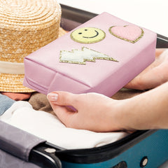 Lightning Cloud Heart Patch Cosmetic Pouch Makeup Bag Travel Zipper Pouch