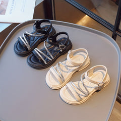 Girls Slip On Sandals Kids Casual Dress Up Shoes