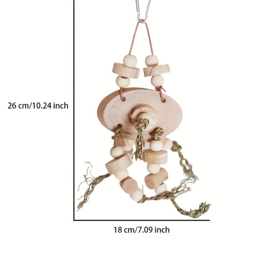 Wooden Block Bird Chewing Toy for Parrots, Medium/Large Birds, Cage Hanging Toy