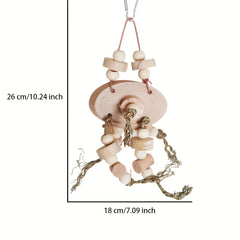 Wooden Block Bird Chewing Toy for Parrots, Medium/Large Birds, Cage Hanging Toy