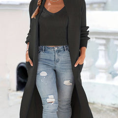 Ribbed Cami Crop Top & Overcoat Set