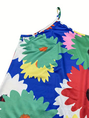 Women's Plus Floral Print V Neck Lounge Dress