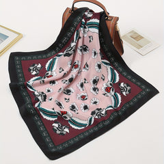 Boho Flower Print Square Scarf Vintage Bandana Women Casual Head Wrap
