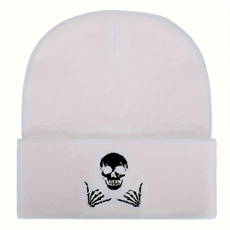 Skull Embroidered Knitted Hat Winter Warm Hat