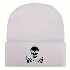 Skull Embroidered Knitted Hat Winter Warm Hat