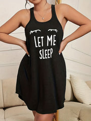 Casual Nightdress Women's Plus Slogan Print Tank