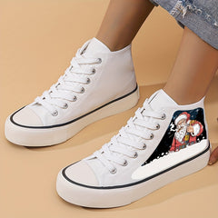 Christmas Santa Print Chunky Canvas Sneakers