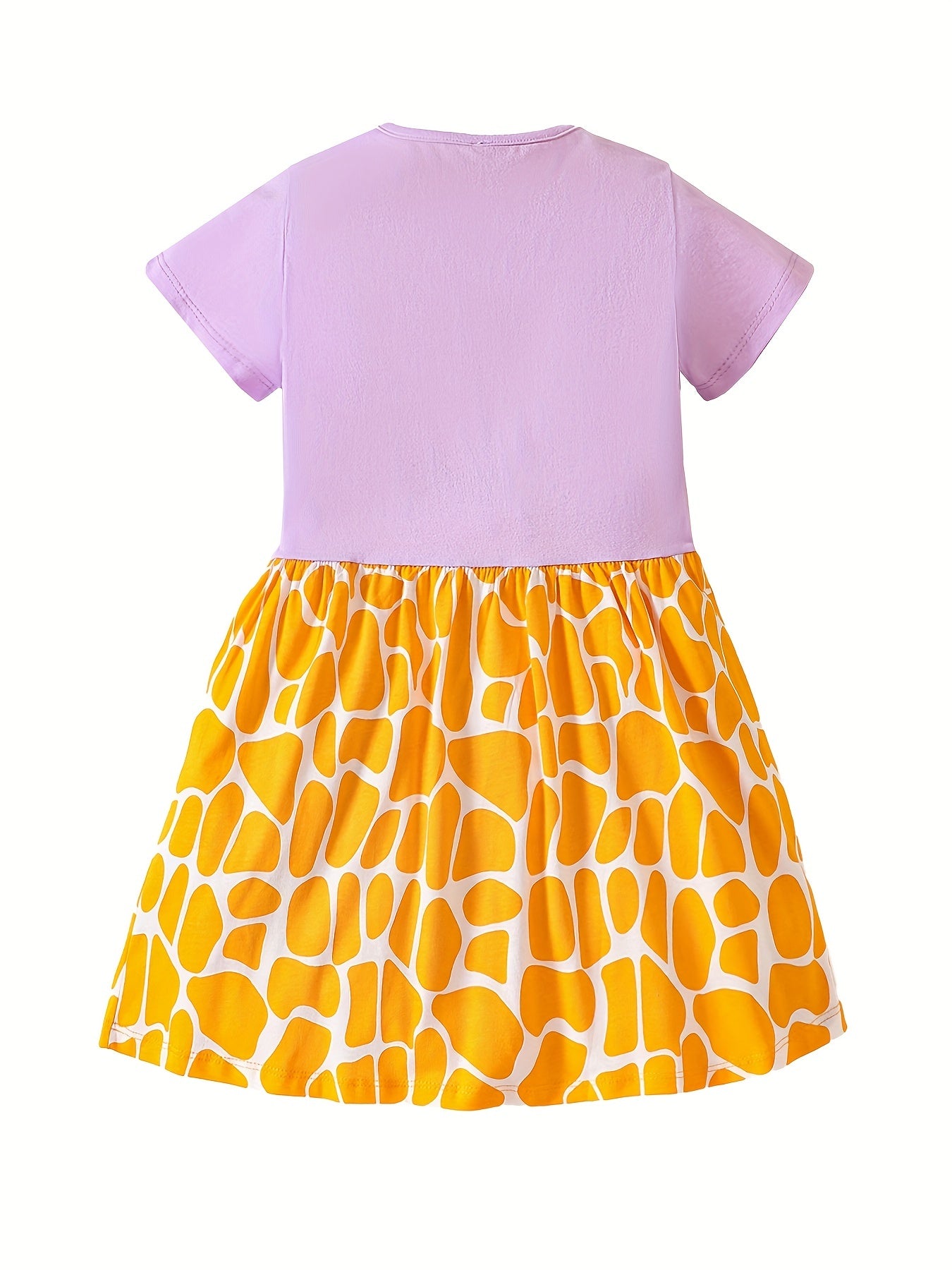 Girls Giraffe Graphic Casual Dress Soft & Comfortable