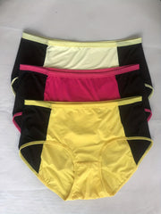 3 Pack Plus Size Panties Set Colorblock High Waisted Briefs