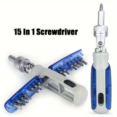 Mr Tools 15-in-1 Ratchet Screwdriver Set - Magnetic Bit Multifunctiona