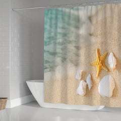 Coastal Beach Shower Curtain Set with Non Slip Bath Mat and Rug Soft Fabric