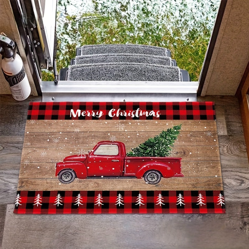 Christmas Truck Doormat Anti-fouling Portable Waterproof Mat