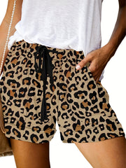 Boho Floral Print Tie Waist Shorts Vacation Elastic Drawstring Summer Shorts