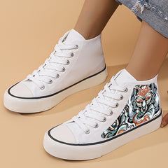 Animal Print Chunky Canvas Sneakers High Top Classic Skate Shoes