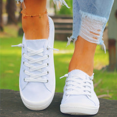 Non Slip Canvas Shoes Lightweight Lace Up Casual Skate Shoes