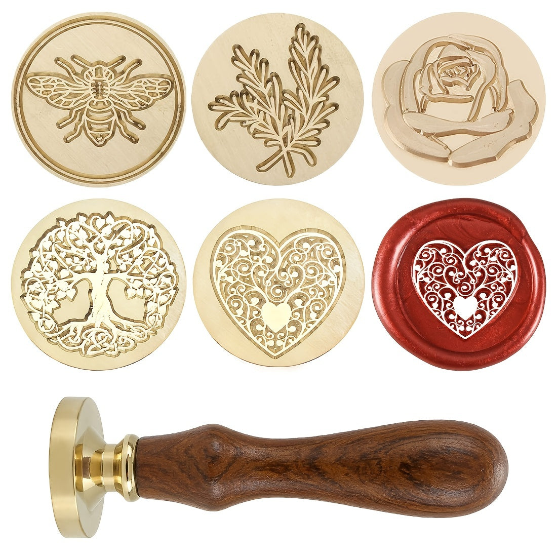 Vintage Wax Seal Stamp 25mm Brass Head Wooden Handle for Wedding Invitations
