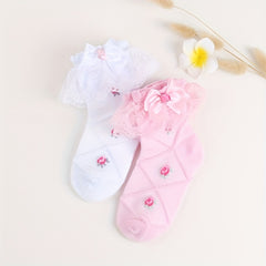 3 Pairs Girl Socks Bowknot Decoration Lace Princess Socks