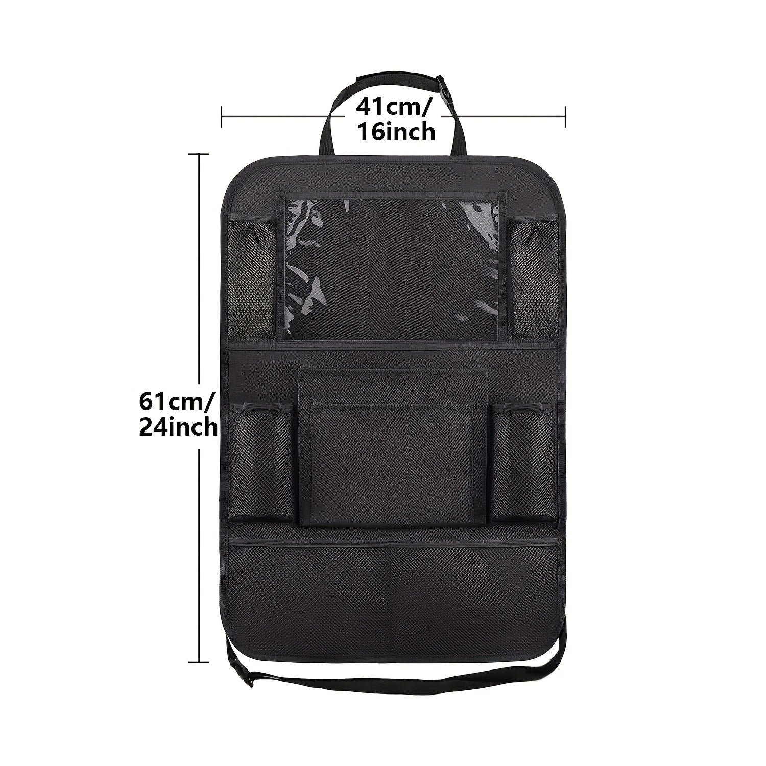 Car Organizer Kick Mats Screen Tablet Holder Storage Pockets