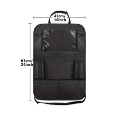 Car Organizer Kick Mats Screen Tablet Holder Storage Pockets