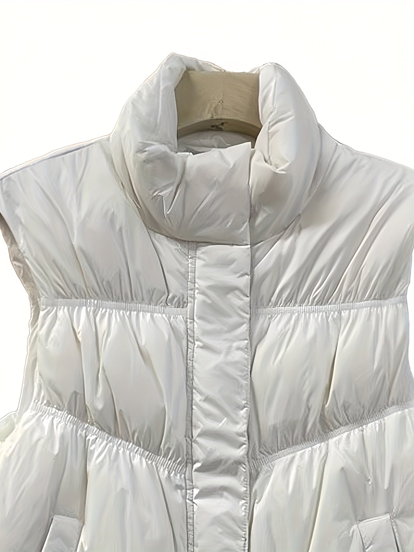Women's Stand Collar Down Vest Short Waist Slim Shoulder Warm Vest