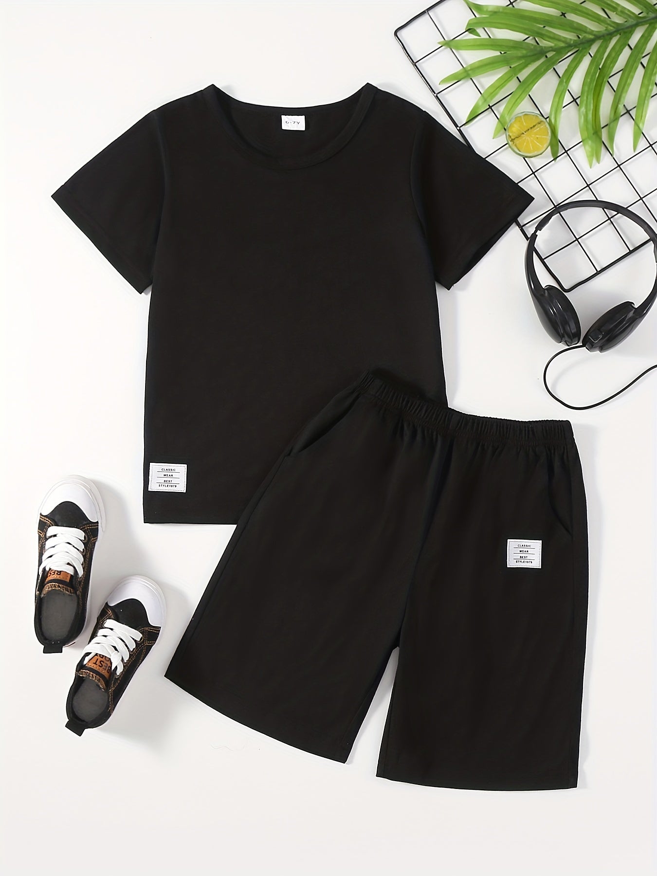 2pc Boys Casual Short Sleeve T shirt&Shorts Set Summer Kids Clothing