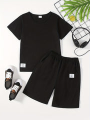 2pc Boys Casual Short Sleeve T shirt&Shorts Set Summer Kids Clothing