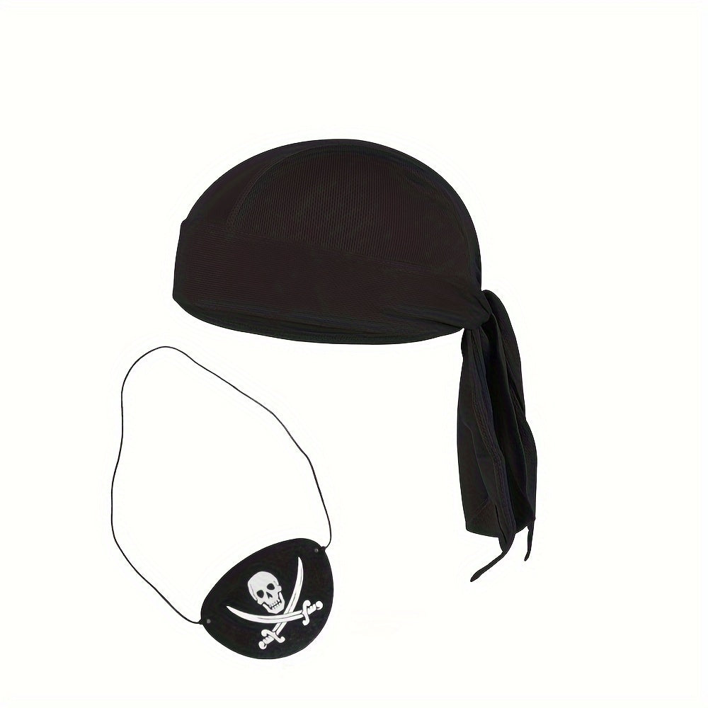 Pirate Bandana & Eyepatch Set Skull Cosplay Costume Accessory