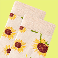Sunflower Pattern Socks Comfy & Breathable Mid Tube Socks Women's Stockings
