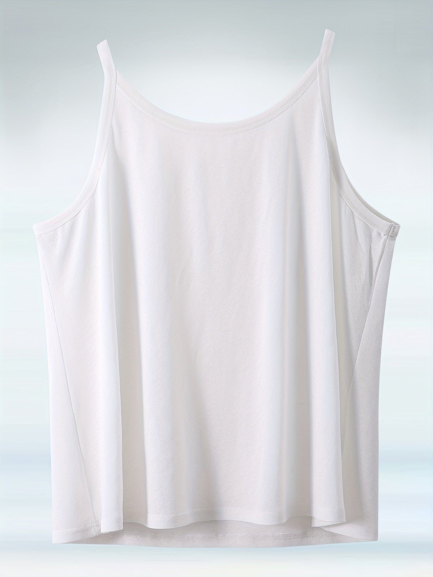 Plus Size Basic Cami Top Plain Round Neck Thin High Stretch Cami
