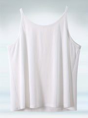 Plus Size Basic Cami Top Plain Round Neck Thin High Stretch Cami