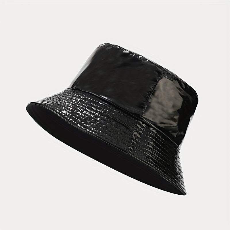 Unisex Candy Bucket Hat Leather Waterproof Fisherman Cap