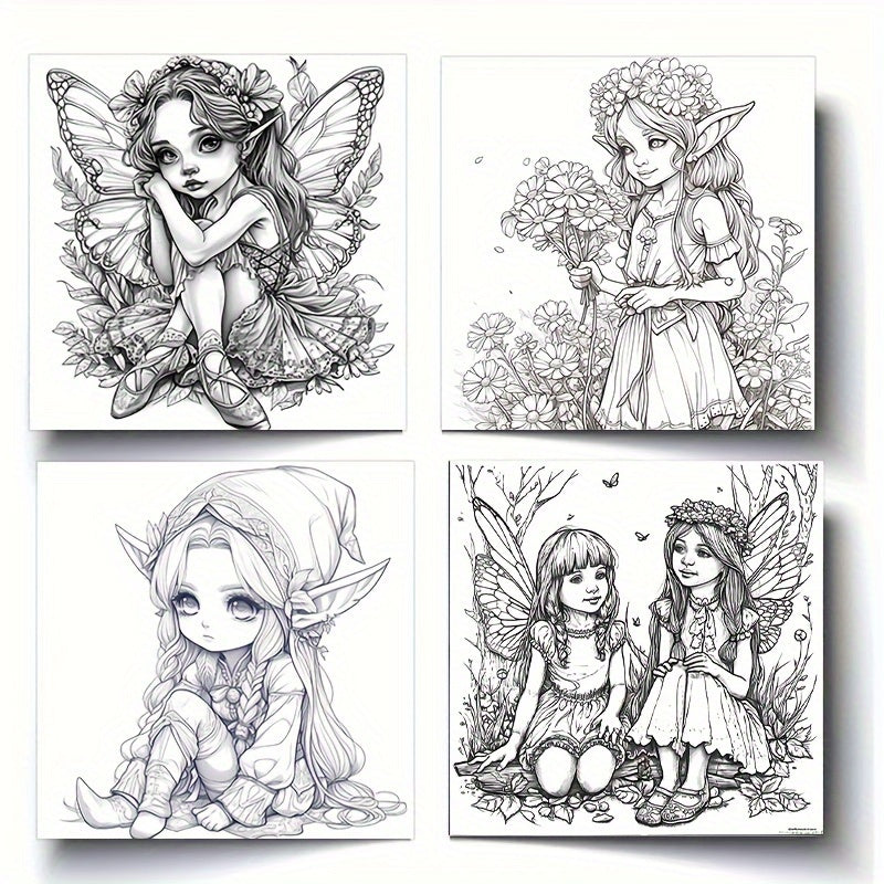 Fantasy Elf Coloring Book - 22 Pages - Holiday & Birthday Parties
