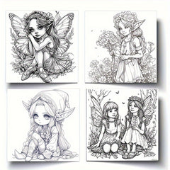 Fantasy Elf Coloring Book - 22 Pages - Holiday & Birthday Parties