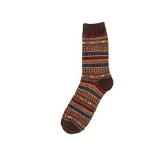5 Pairs Geometric Print Socks Christmas Mid Tube Socks Women's Stockings