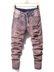 Slim Fit Ripped Jeans Mens Distressed Denim Pants