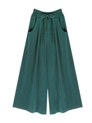 Solid Drawstring Flared Leg Pants Plus Size