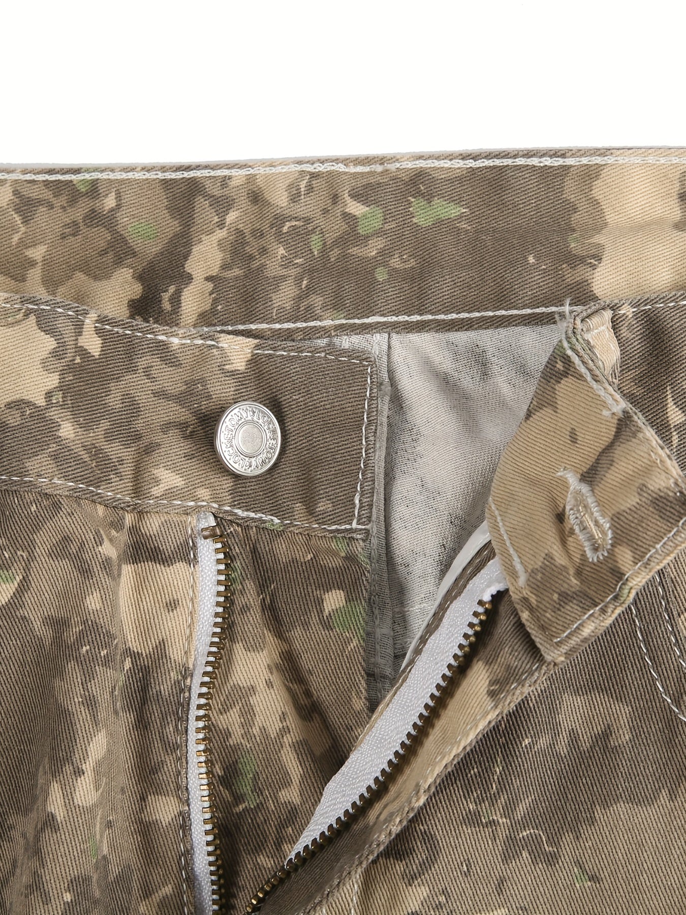 Camouflage Wide Leg Jeans Men's Casual Print Denim Pants