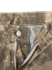 Camouflage Wide Leg Jeans Men's Casual Print Denim Pants