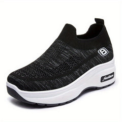 Women's Mesh Panel Sock Sneaker Slip On Platform Shoes