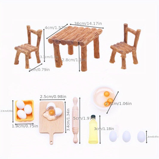 Mini Dollhouse Food Toy Set - Pretend Play Kitchen Accessories