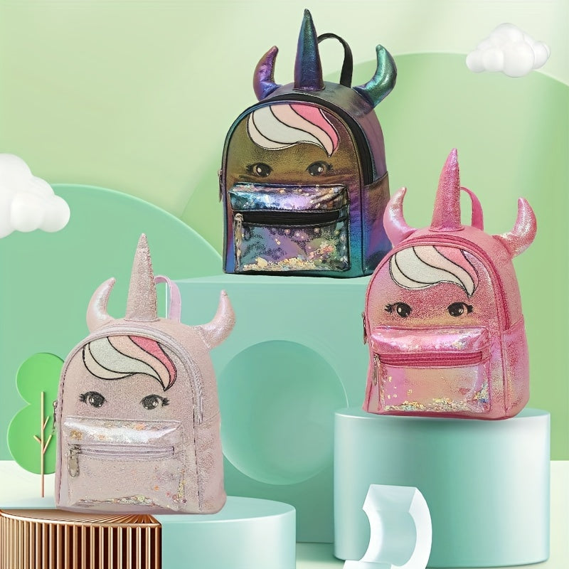 Unicorn With Horns Shape Backpack for Girls