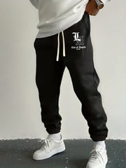 LA Letter Print Drawstring Sweatpants Loose Fit Pants Men's Casual Joggers