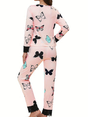 Butterfly Print Lounge Set Women's Loungewear
