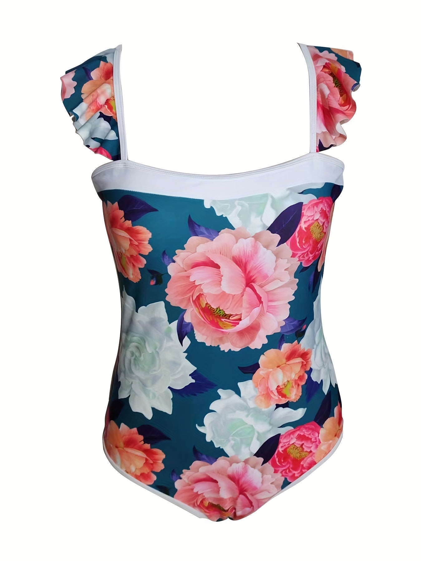 Women's Plus Floral Print One Piece Swimsuit & Wrap Cover Up Skirt Set