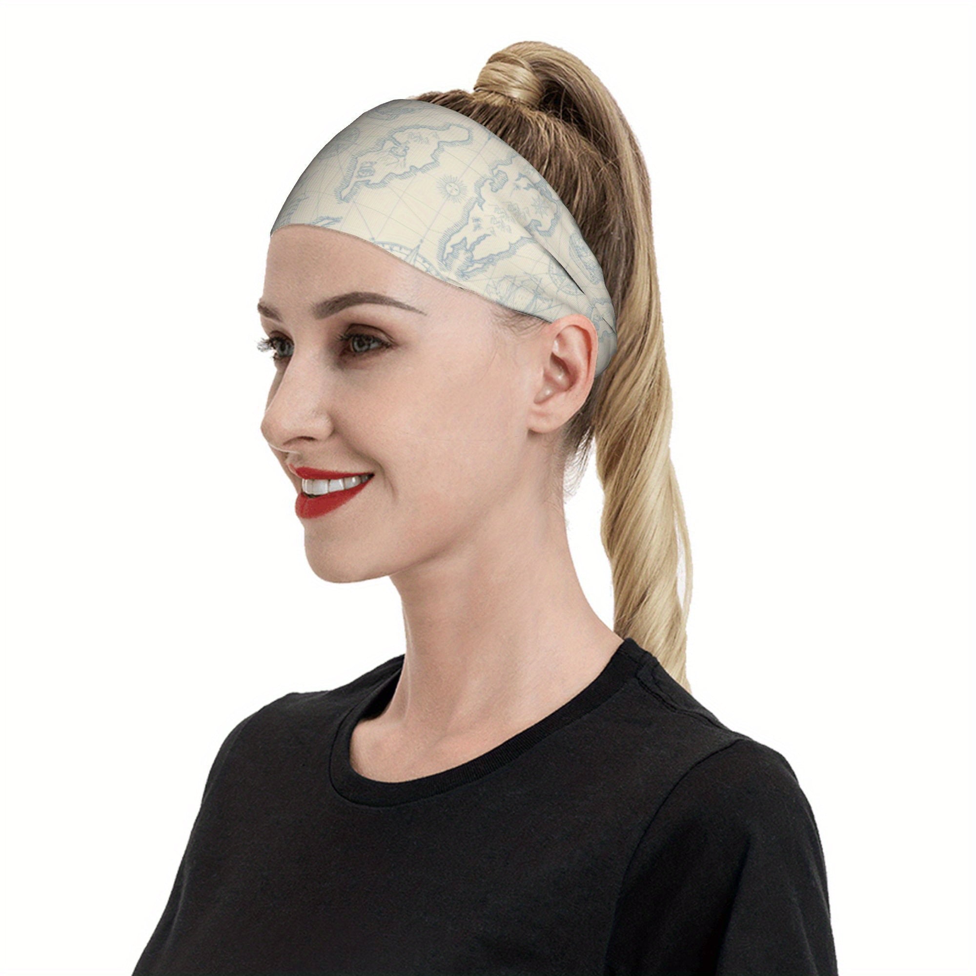 Vintage Nautical Map Headband, Compass Illustrations, Sports & Casual Wear