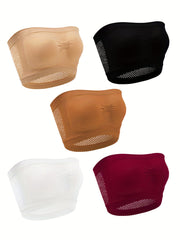 5pcs Breathable Tube Tops Stretchy Strapless Women's Lingerie