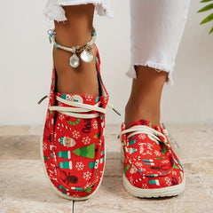 Christmas Print Slip On Skate Shoes Soft Comfortable Lightweight Sneakers